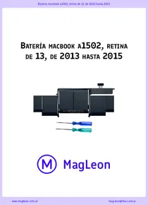 Batería macbook a1502, retina de 13, de 2013 hasta 2015 - Ficha Técnica