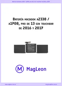 Batería macbook a2338 / a1708, pro de 13 sin touchbar de 2016 y 2017 - Ficha Técnica