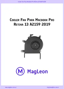 Cooler Fan Para Macbook Pro Retina 13 A2159 2019 - Ficha Técnica