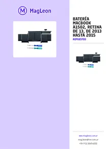 Batería macbook a1502, retina de 13, de 2013 hasta 2015 - Folleto
