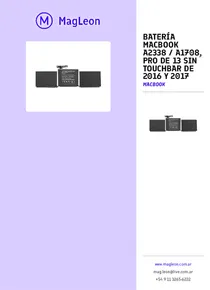 Batería macbook a2338 / a1708, pro de 13 sin touchbar de 2016 y 2017 - Folleto