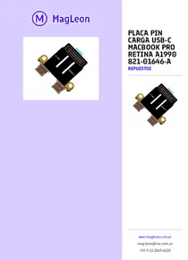 Placa Pin Carga Usb-c Macbook Pro Retina A1990 821-01646-a - Folleto