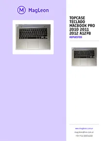 Topcase Teclado Macbook Pro 2010 2011 2012 A1278 - Folleto